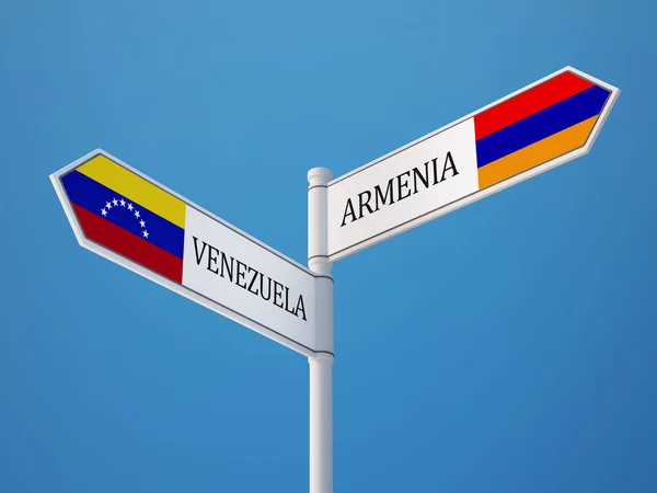 Venezuela Armenia Firma Concepto de Banderas —  Fotos de Stock