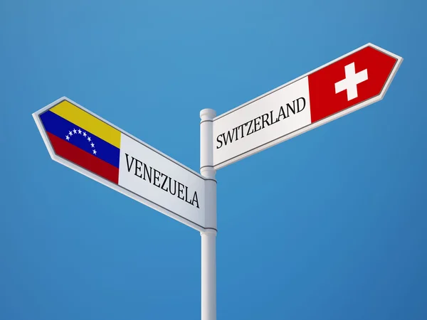 Venezuela Suiza Firma Concepto de Banderas —  Fotos de Stock