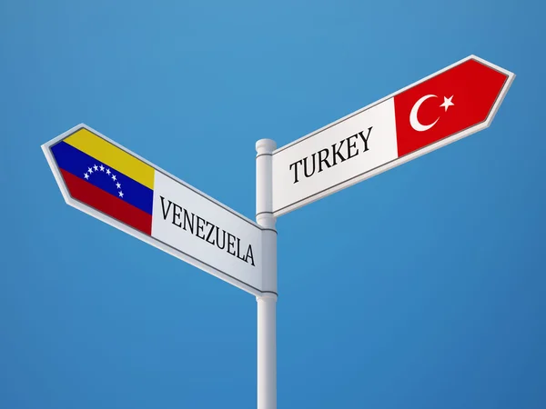 Venezuela Turquía Signo Banderas Concepto —  Fotos de Stock