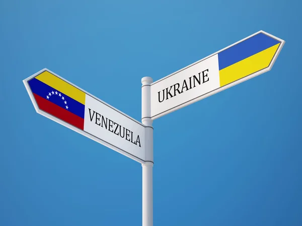 Venezuela Ukraine Schild Flaggen-Konzept — Stockfoto