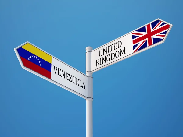 Verenigd Koninkrijk Venezuela teken vlaggen Concept — Stockfoto