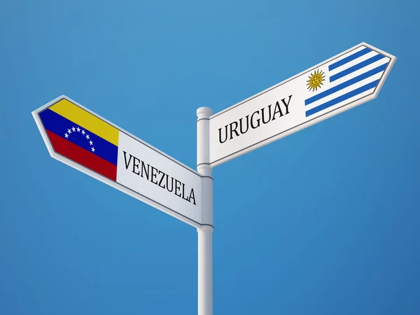 Uruguay venezuela sign flags konzept — Stockfoto