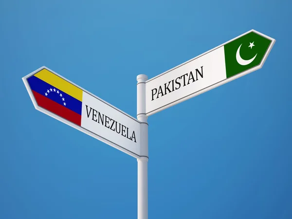 Pakistan Venezuela işaret bayrakları kavramı — Stok fotoğraf