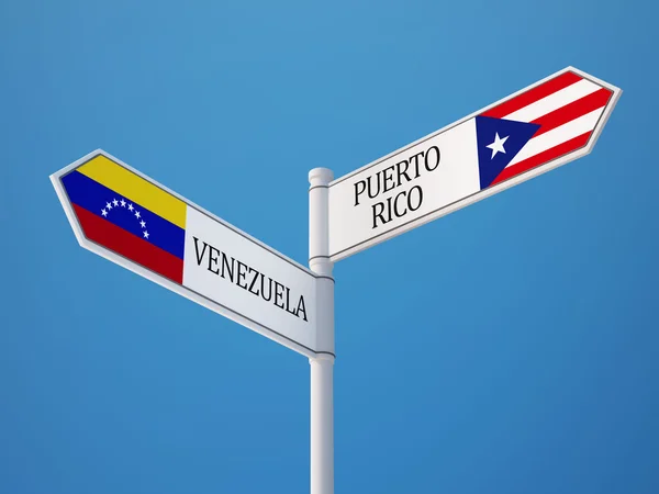 Puerto Rico Venezuela  Sign Flags Concept — Stock Photo, Image
