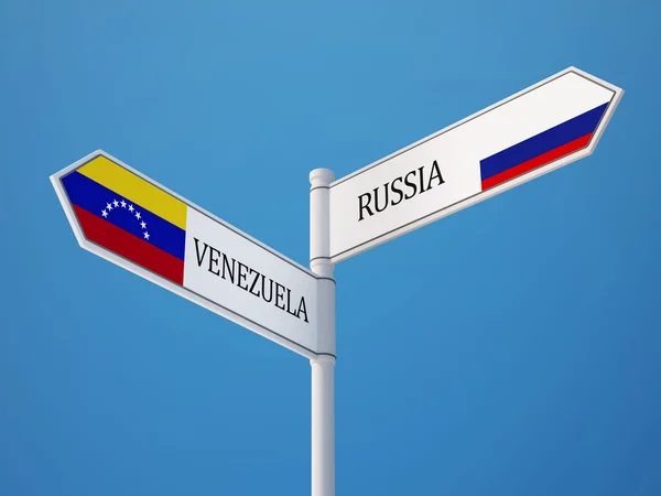 Rússia Venezuela sinal bandeiras conceito — Fotografia de Stock