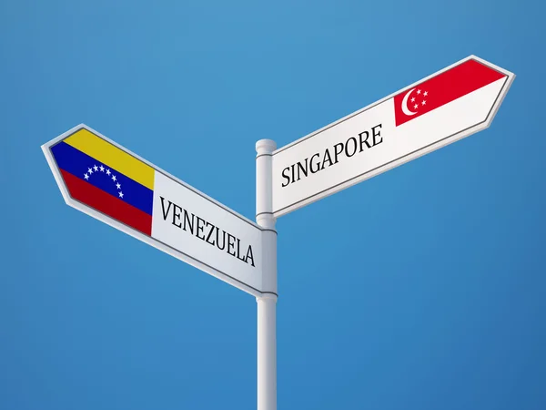 Conceito de Bandeiras de Sinais de Singapura Venezuela — Fotografia de Stock