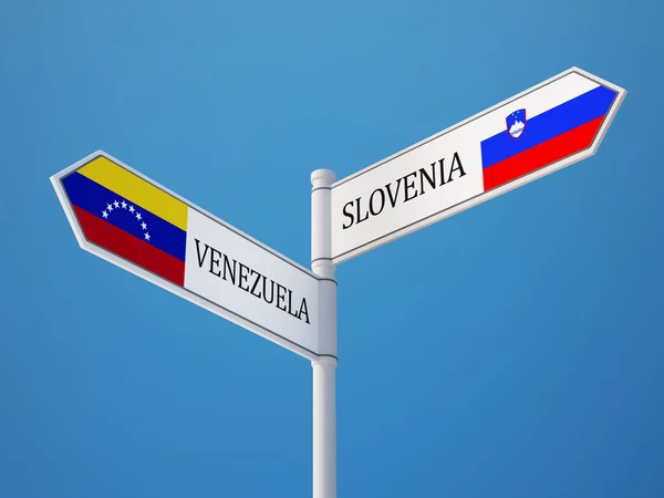 Slowenien venezuela sign flags concept — Stockfoto