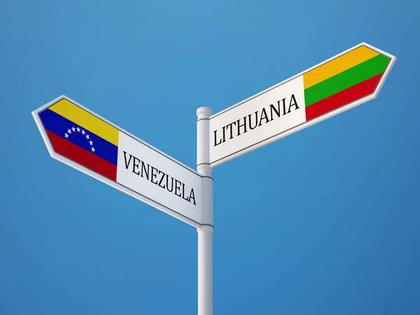 Lituanie Venezuela Signer Drapeaux Concept — Photo