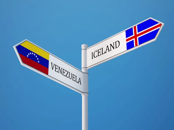 IJsland Venezuela teken vlaggen Concept — Stockfoto