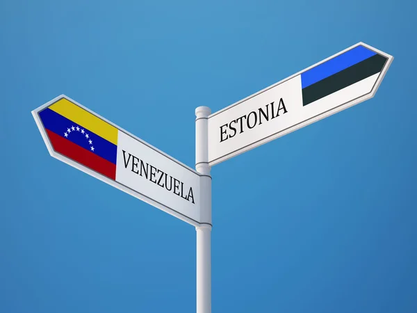 Estonie Venezuela Signer Drapeaux Concept — Photo