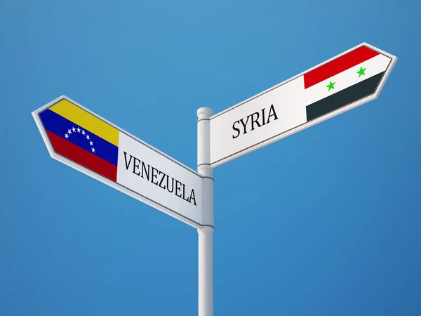 Syrien Venezuela tecken flaggor koncept — Stockfoto