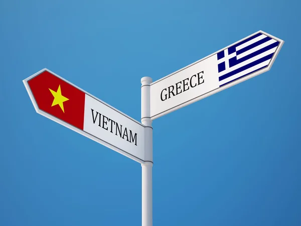 Vietnam Griechenland unterzeichnen Flaggen Konzept — Stockfoto