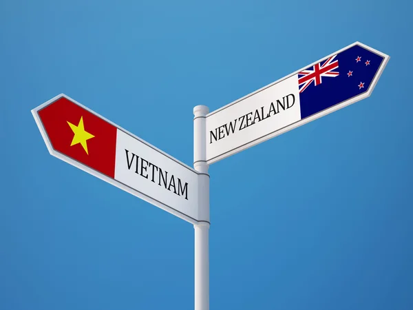 Vietnam New Zealand  Sign Flags Concept — Stock Photo, Image