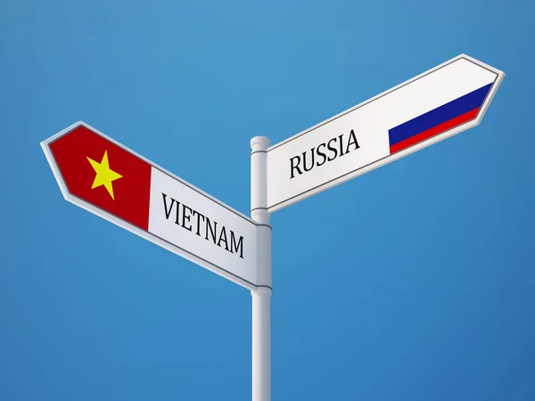 Ryssland Vietnam tecken flaggor koncept — Stockfoto