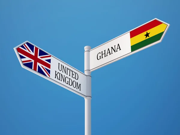 Royaume-Uni Ghana Sign Flags Concept — Photo