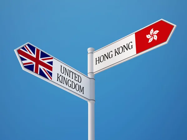 Regno Unito Hong Kong Sign Flags Concept — Foto Stock