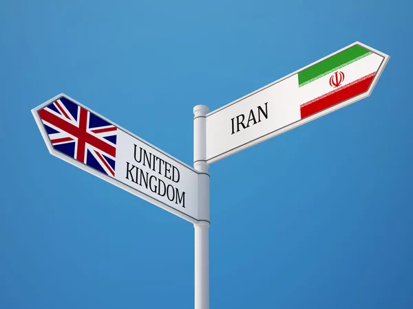 United Kingdom Iran  Sign Flags Concept — Stock Photo, Image