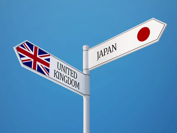 Royaume-Uni Japon Signer Drapeaux Concept — Photo