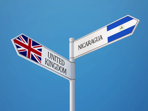 Regno Unito Nicaragua Sign Flags Concept — Foto Stock