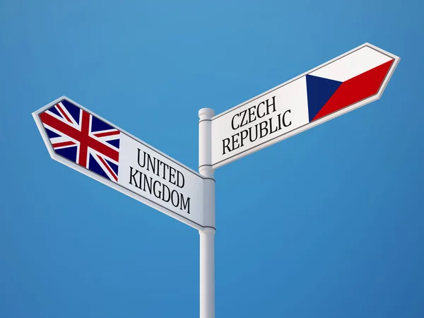 United Kingdom Czech Republic  Sign Flags Concept — Stock Photo, Image