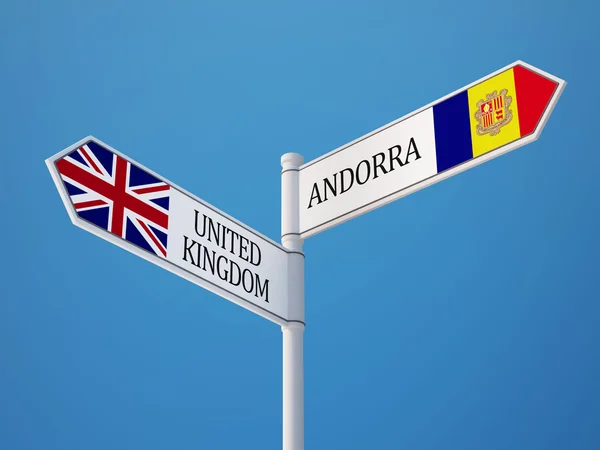 Vereinigtes königreich andorra sign flags konzept — Stockfoto