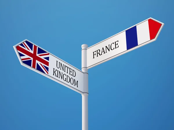 United Kingdom France  Sign Flags Concept — Stock Photo, Image