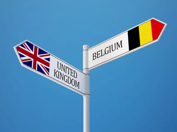 United Kingdom Belgium  Sign Flags Concept — Stock Photo, Image