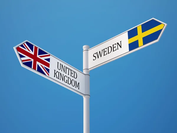Förenade kungariket Sverige tecken flaggor koncept — Stockfoto