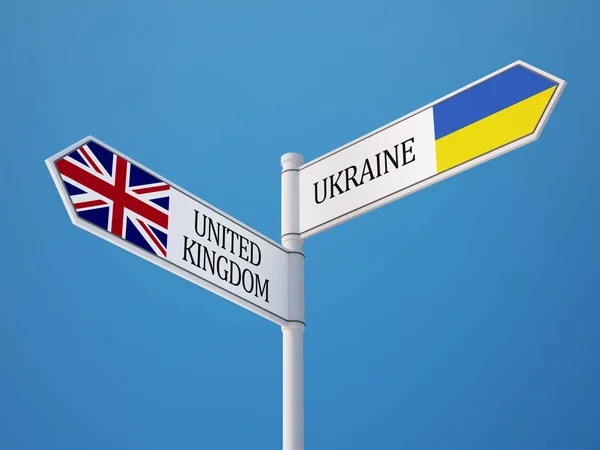 Wielka Brytania Ukraina znak flagi koncepcja — Zdjęcie stockowe