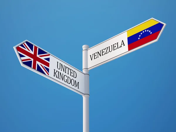 United Kingdom Venezuela  Sign Flags Concept — Stock Photo, Image