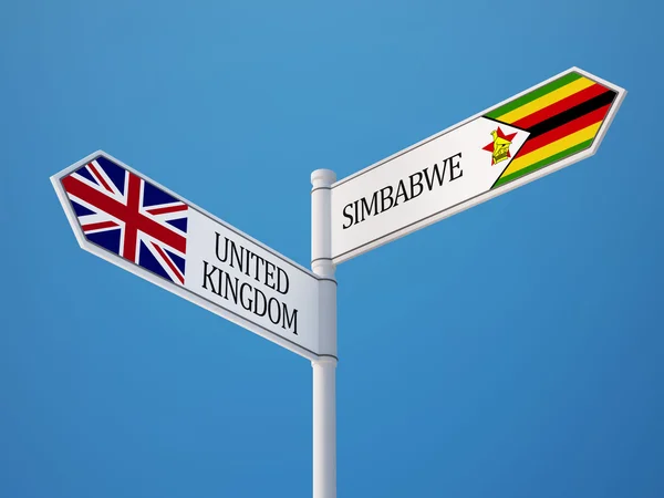 Zimbabwe Regno Unito Sign Flags Concept — Foto Stock
