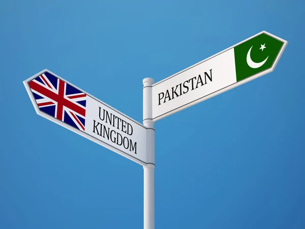 Pakistan vereinigtes königreich unterzeichnen flaggen konzept — Stockfoto