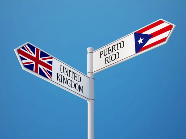 Porto Rico Royaume-Uni Signer Drapeaux Concept — Photo