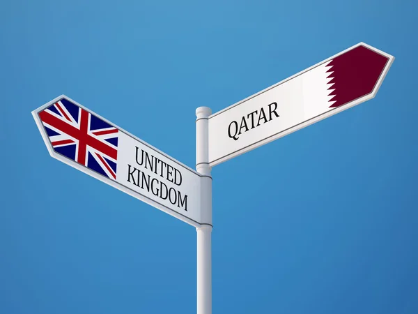 Qatar Reino Unido Signo Bandeiras Conceito — Fotografia de Stock