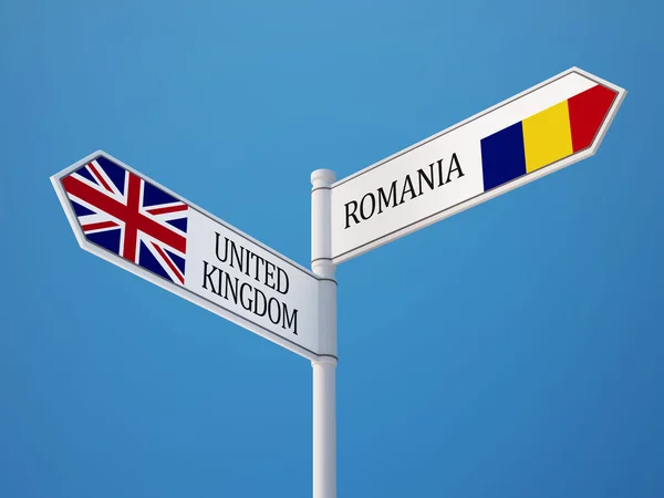 Rumania Reino Unido Sign Flags Concept — Foto de Stock