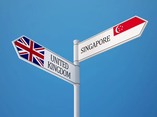 Сингапур Великобритания подписала Концепцию флагов — стоковое фото