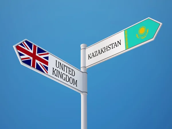 Kazakhstan Royaume-Uni Sign Flags Concept — Photo