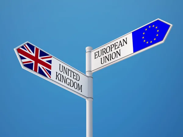 Europeiska unionen Storbritannien underteckna flaggor koncept — Stockfoto