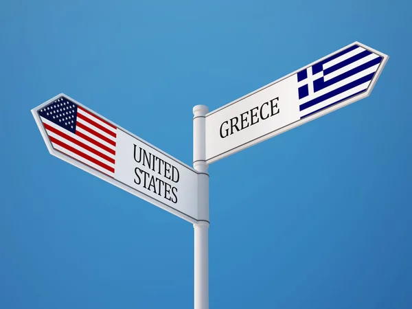 Estados Unidos Grecia Sign Flags Concept — Foto de Stock