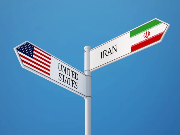 Estados Unidos Irão assinam conceito de bandeiras — Fotografia de Stock