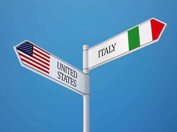 United States Italy  Sign Flags Concept — Stock Photo, Image