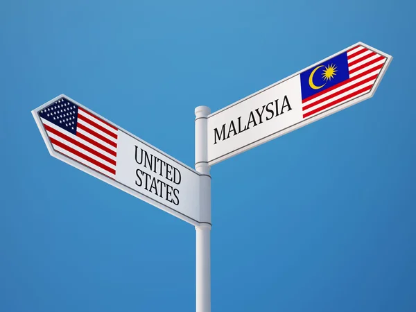 Estados Unidos Malasia Sign Flags Concept — Foto de Stock