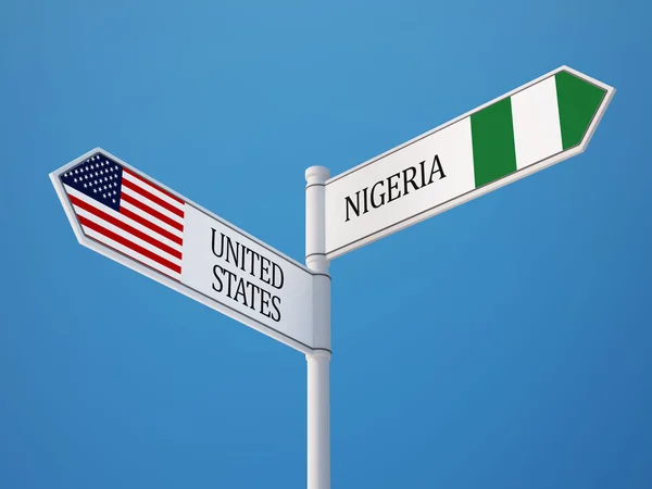 États-Unis Nigeria Sign Flags Concept — Photo