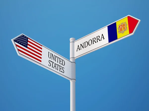 Estados Unidos Andorra Sign Flags Concept —  Fotos de Stock