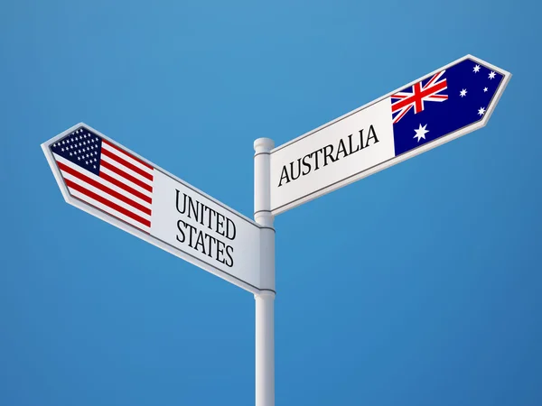 Estados Unidos Austrália assinar Bandeiras Conceito — Fotografia de Stock