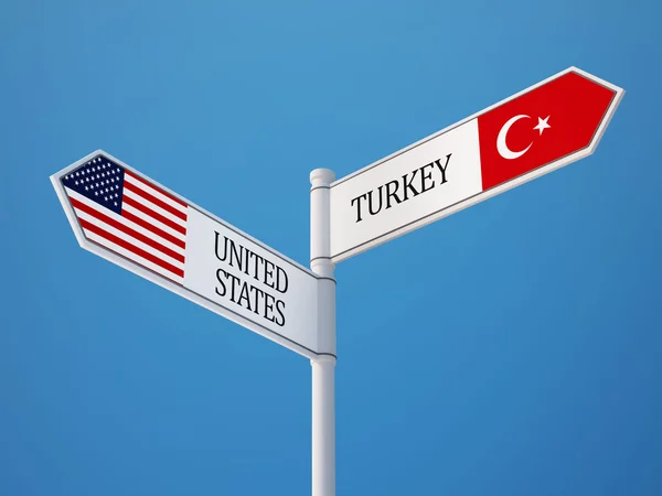 United States Turkey  Sign Flags Concept — Stock Photo, Image