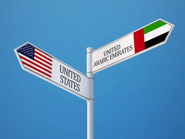 Koncept příznaky Spojené arabské emiráty Spojené státy americké — Stock fotografie