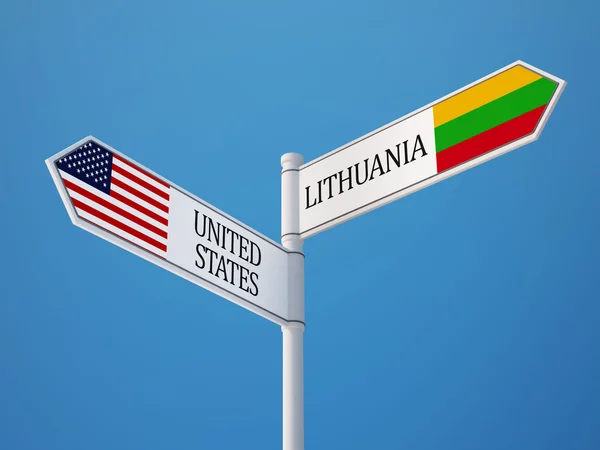 Lituanie États-Unis Signer Drapeaux Concept — Photo