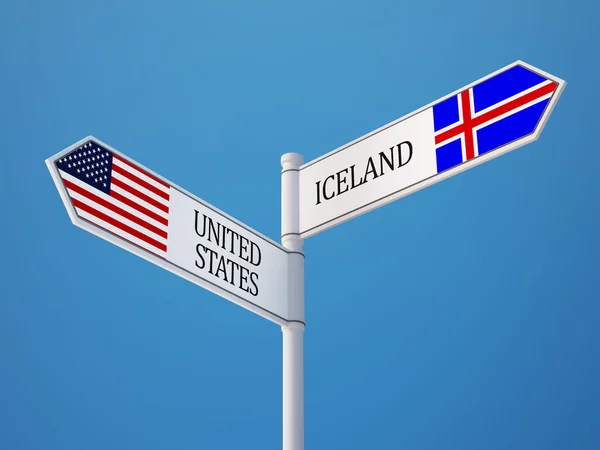 Iceland United States  Sign Flags Concept — Stock Photo, Image