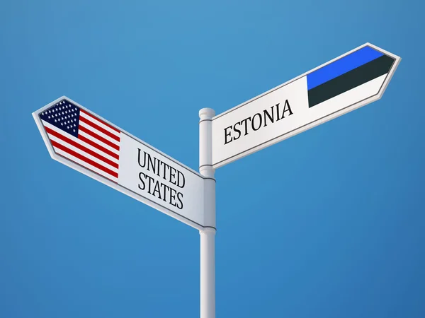 Estonia United States  Sign Flags Concept — Stock Photo, Image